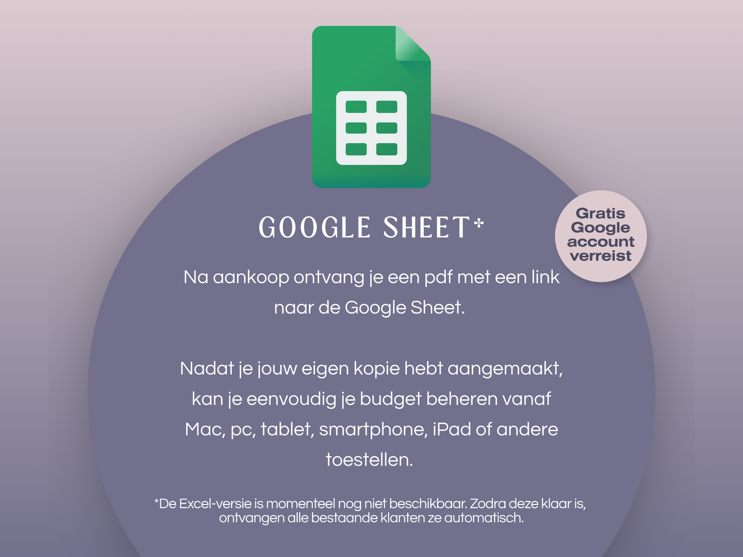 Eenvoudige Budgetplanner (1 tab) | Google Sheets | Nederlandse Budgetplanner | Paars & Roze (donkere modus)