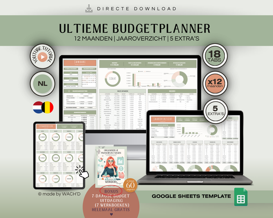 Ultieme Jaarlijkse Budgetplanner | Google Sheets | Nederlandse Budgetplanner | Groen & Oranje