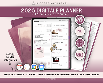 Nederlandse Digitale Planner 2026 | tablet planner | wijnrood