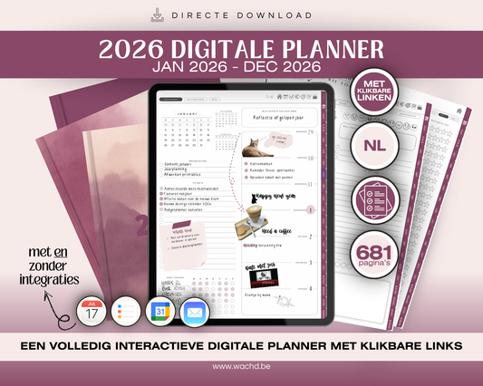 Nederlandse Digitale Planner 2026 | tablet planner | wijnrood