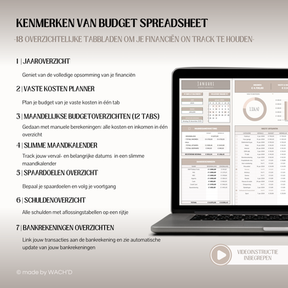 Ultieme Jaarlijkse Budgetplanner | Google Sheets | Nederlandse Budgetplanner | Bruin & Beige