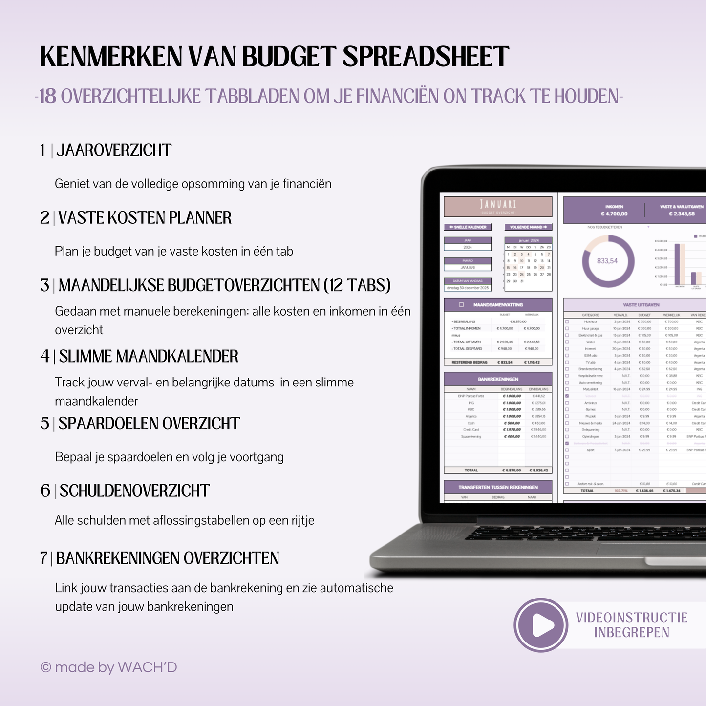 Ultieme Jaarlijkse Budgetplanner | Google Sheets | Nederlandse Budgetplanner | Paars & Roze Taupe