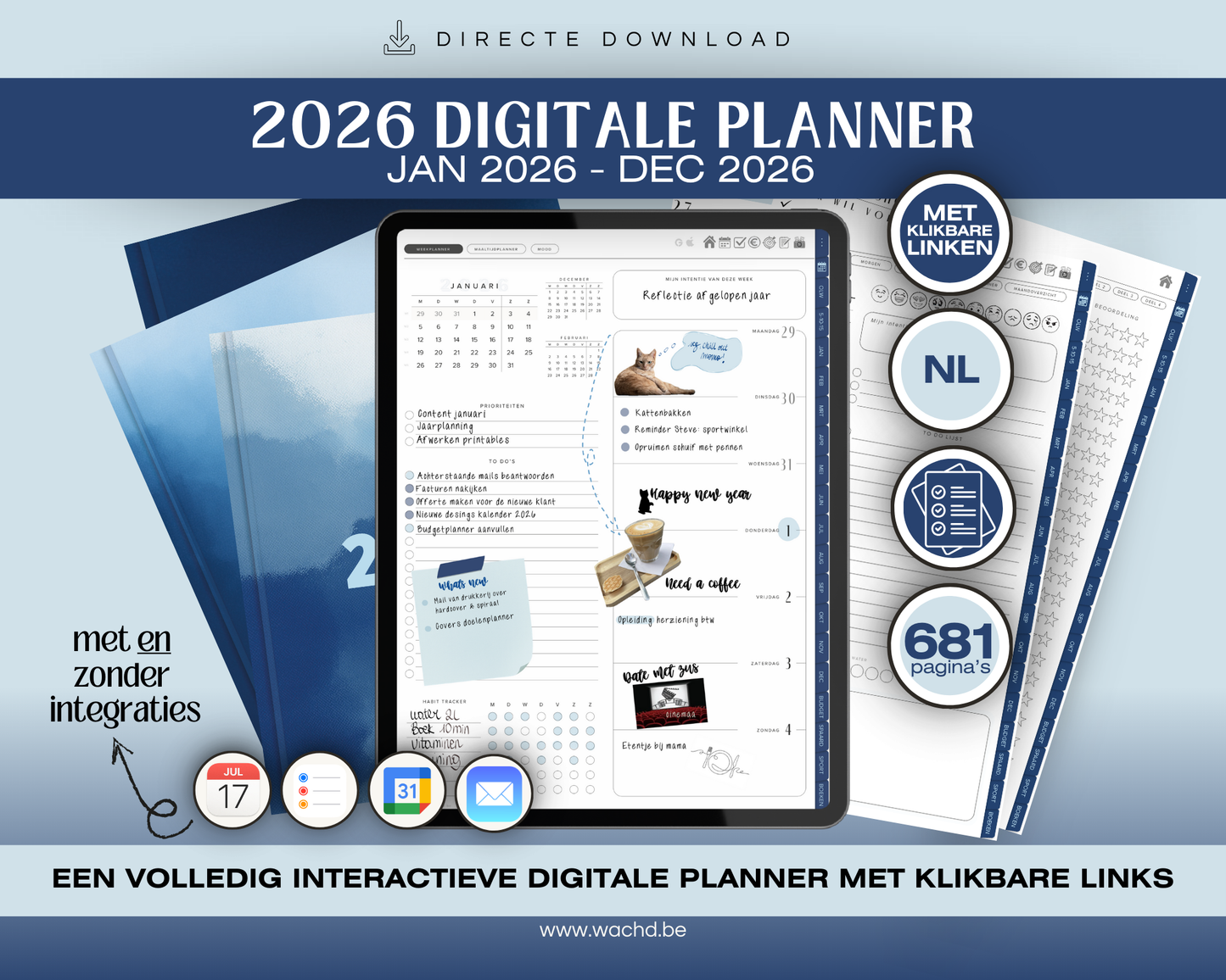 Nederlandse Digitale Planner 2026 | tablet planner | blueberry