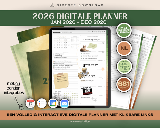 Nederlandse Digitale Planner 2026 | tablet planner | groen & bruin