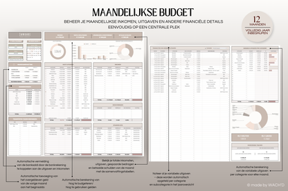 Ultieme Jaarlijkse Budgetplanner | Google Sheets | Nederlandse Budgetplanner | Bruin & Beige