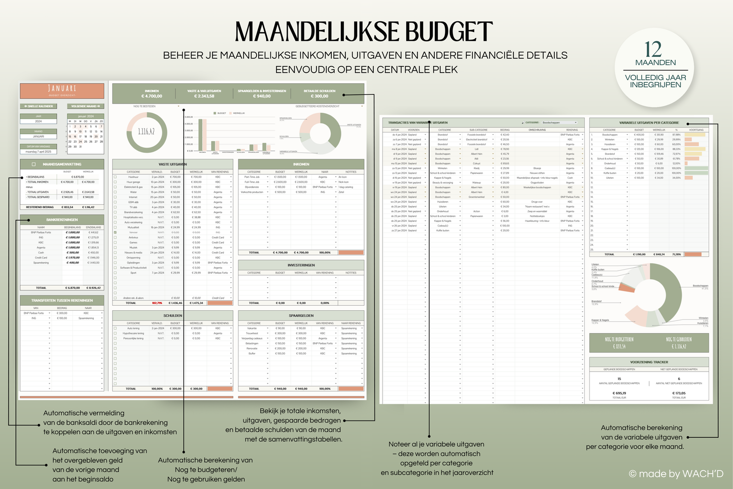 Ultieme Jaarlijkse Budgetplanner | Google Sheets | Nederlandse Budgetplanner | Groen & Oranje