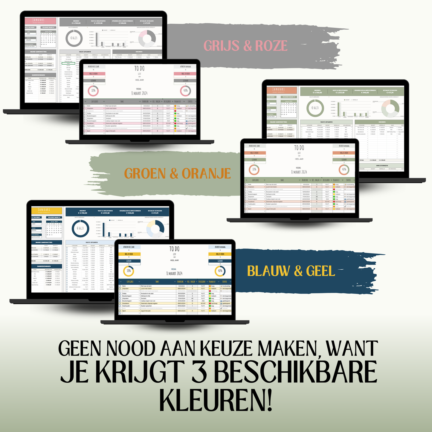 BUNDEL | Ultieme Jaarlijkse Budgetplanner naar keuze & TO-DO lijst Spreadsheet & E-book "hoe maak ik een to-do lijst?"