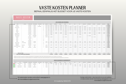 50/30/20 Ultieme Jaarlijkse Budgetplanner | Google Sheets | Nederlandse Budgetplanner | Grijs & Roze