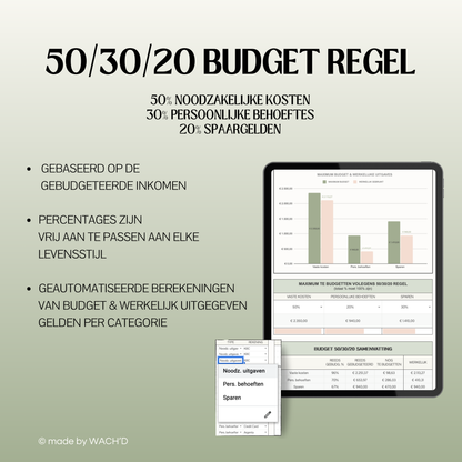50/30/20 Ultieme Jaarlijkse Budgetplanner | Google Sheets | Nederlandse Budgetplanner | Groen & Oranje