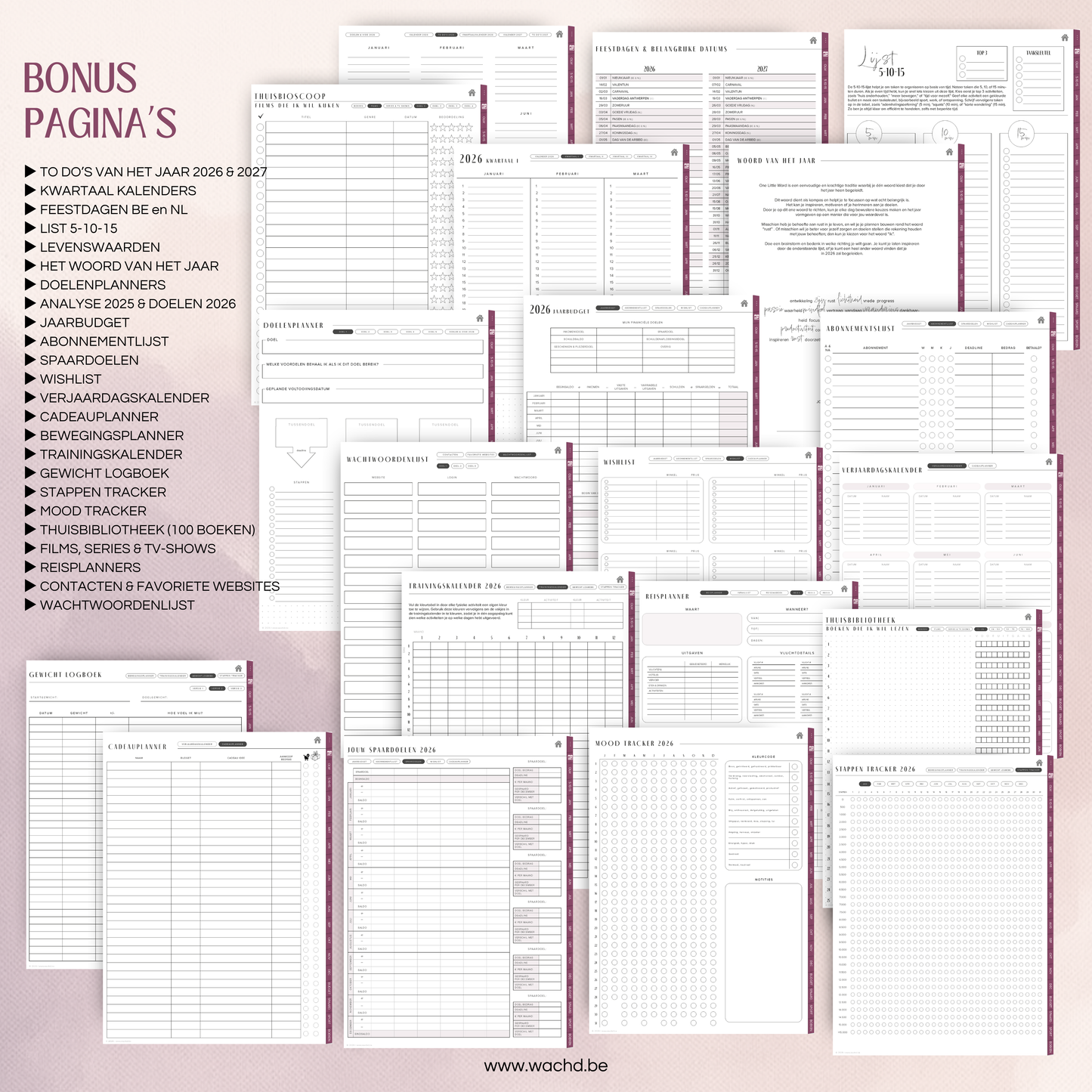 Nederlandse Digitale Planner 2026 | tablet planner | wijnrood