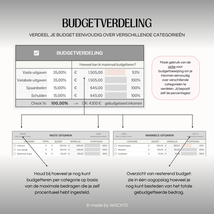 Eenvoudige Jaarlijkse budgetplanner | Google Sheets | Grijs & Roze