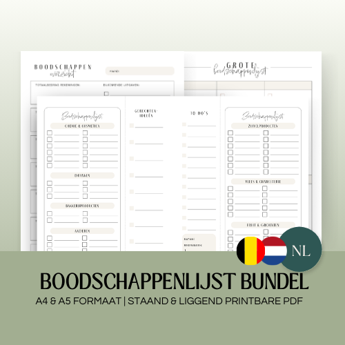 Boodschappenlijst bundel | A4 & A5 printbare pdf