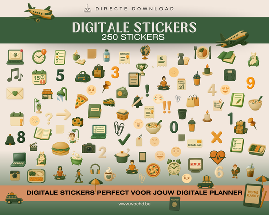 250 Digitale Stickers | tablet planner