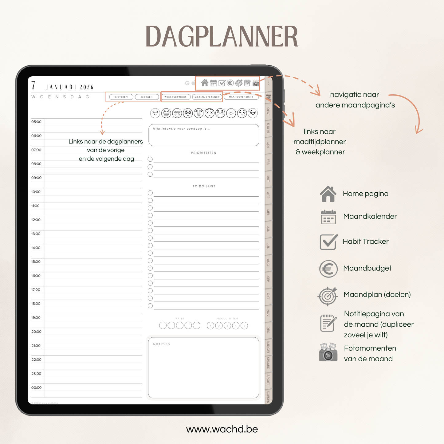Nederlandse Digitale Planner 2026 | tablet planner | beige
