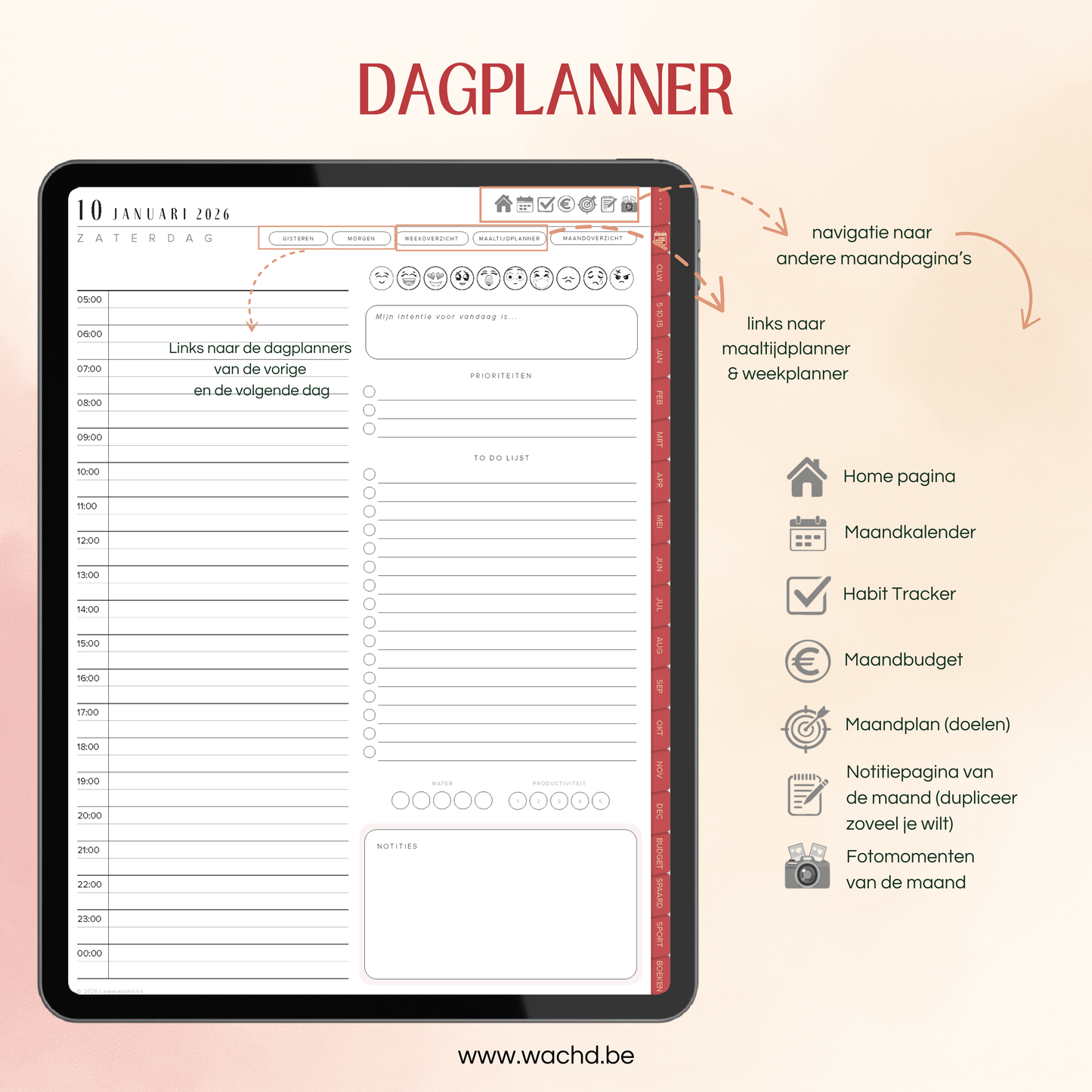 Nederlandse Digitale Planner 2026 | tablet planner | cherry punch