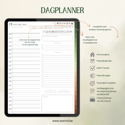 Nederlandse Digitale Planner 2026 | tablet planner | groen & bruin