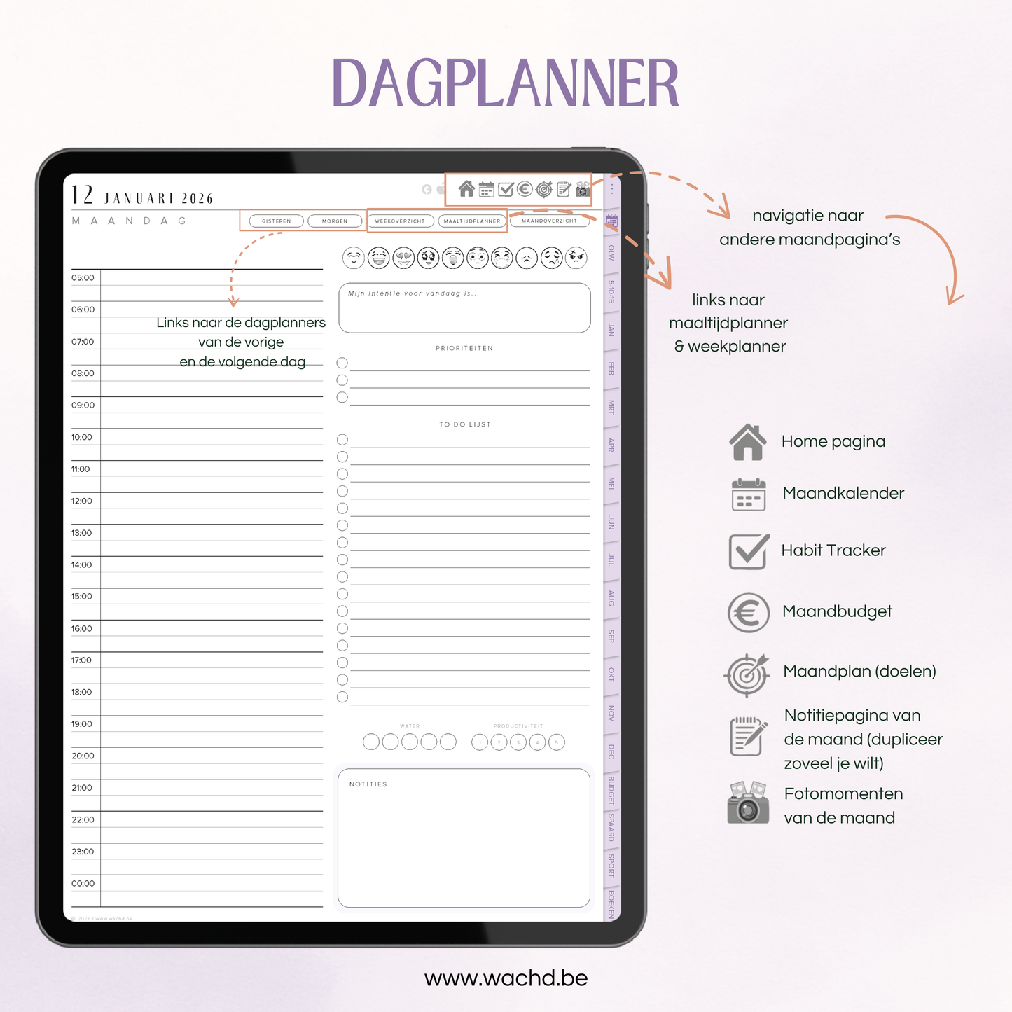 Nederlandse Digitale Planner 2026 | tablet planner | lila