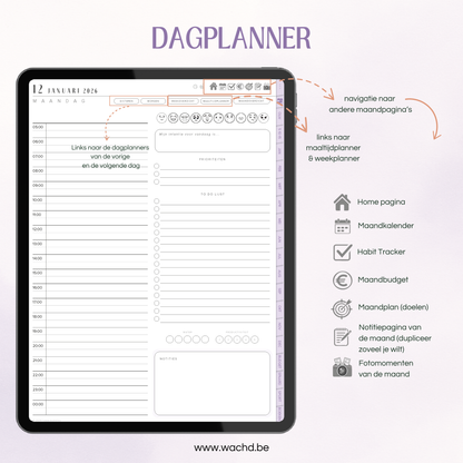 Nederlandse Digitale Planner 2026 | tablet planner | lila