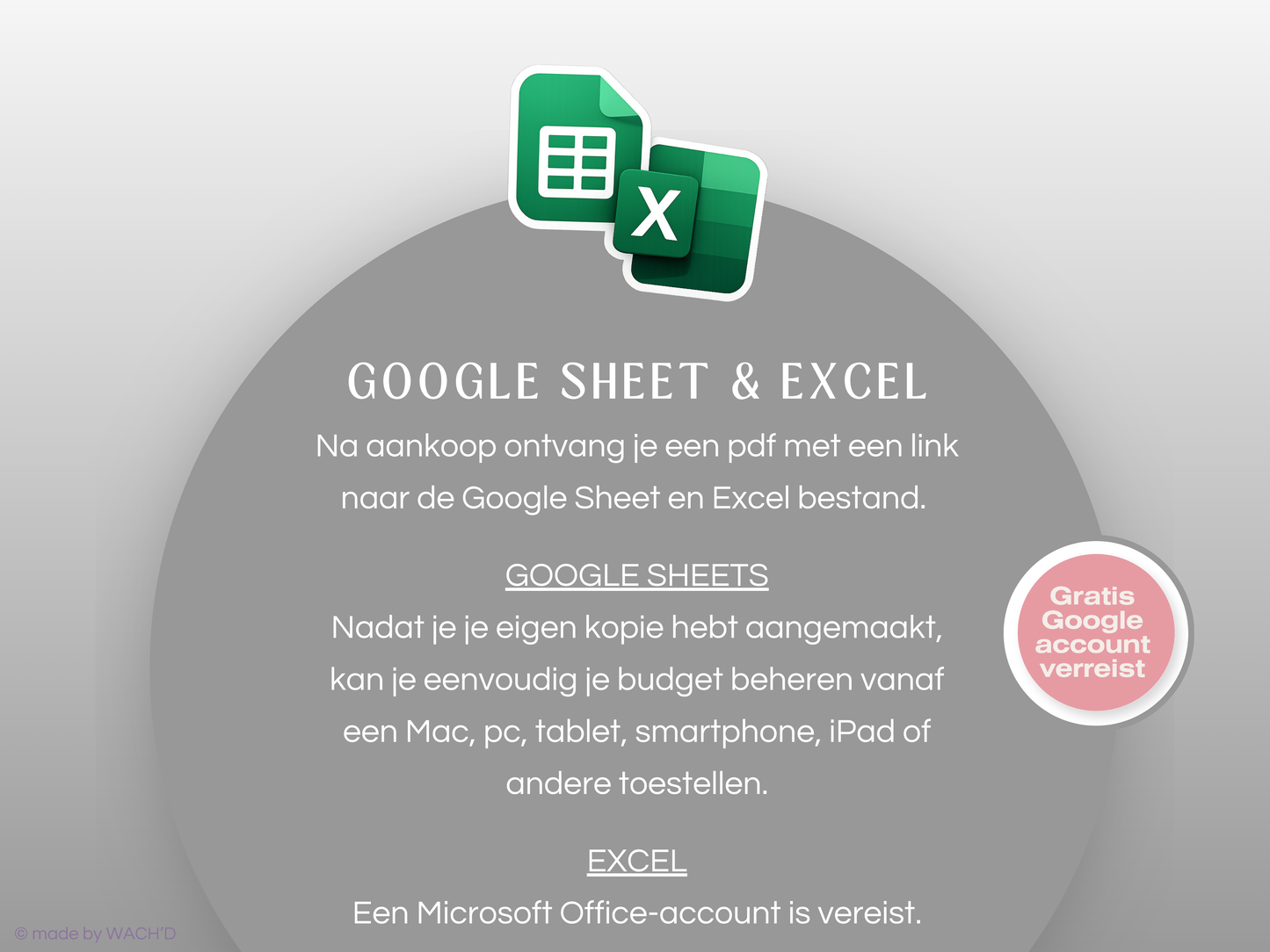 Budgetplanner Nederlands | Excel & Google Sheets | Grijs & Roze (1 tab)