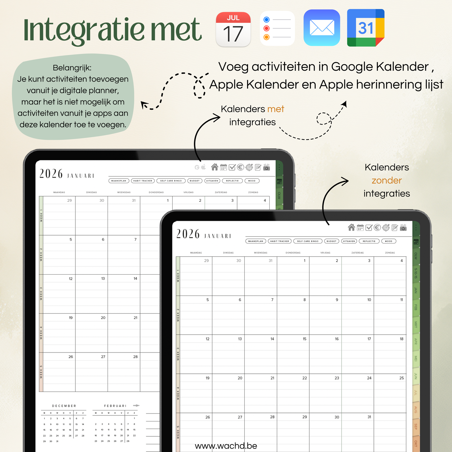 Nederlandse Digitale Planner 2026 | tablet planner | groen & bruin