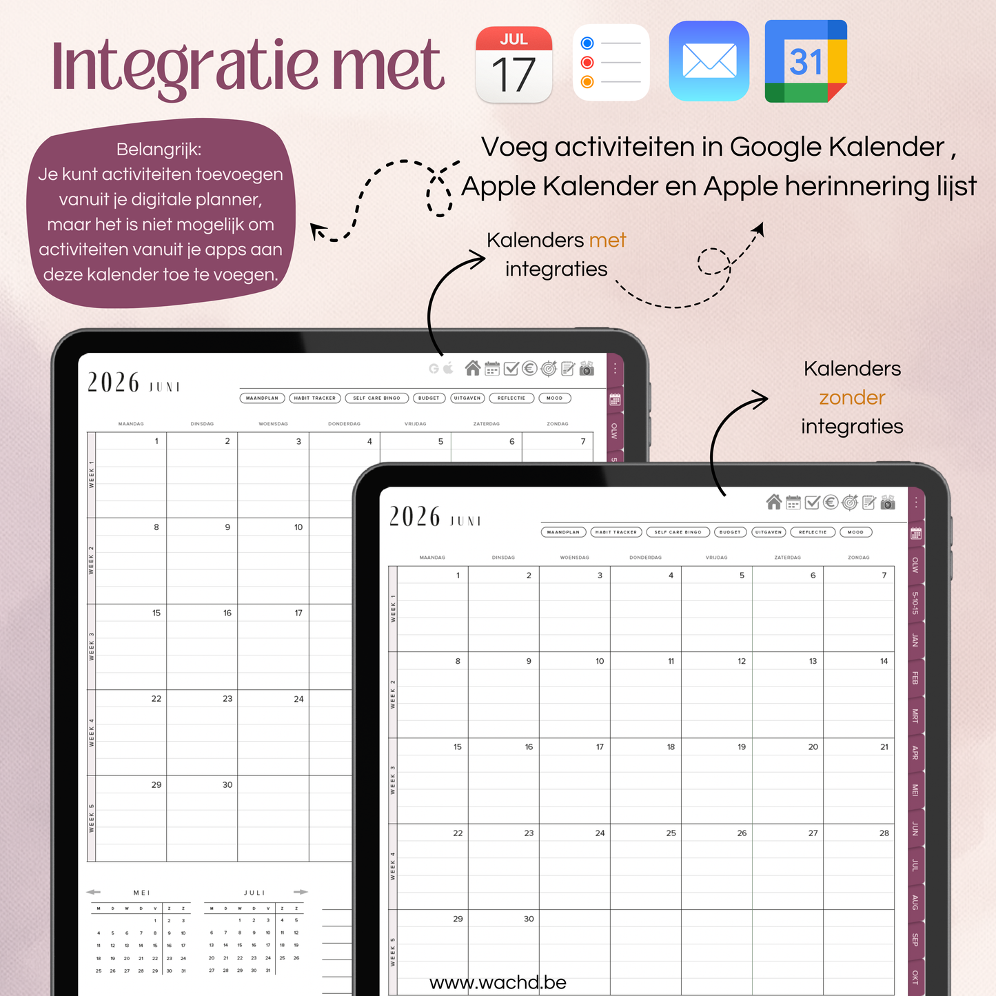 Nederlandse Digitale Planner 2026 | tablet planner | wijnrood
