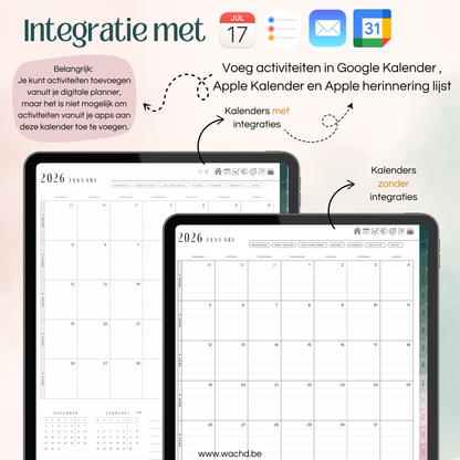 Nederlandse Digitale Planner 2026 | tablet planner | zeegroen & roze