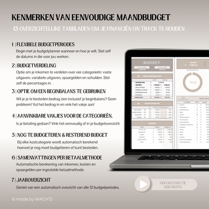 Eenvoudige Jaarlijkse Budgetplanner | Google Sheets | Bruin & Beige