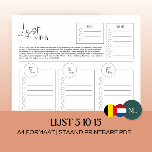 Lijst 5-10-15 | A4 printbare pdf