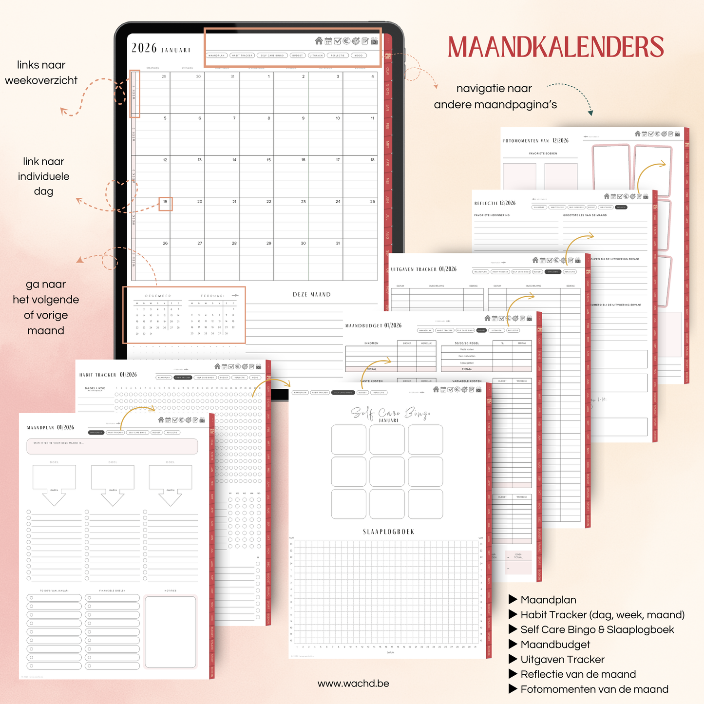 Nederlandse Digitale Planner 2026 | tablet planner | cherry punch