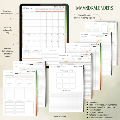 Nederlandse Digitale Planner 2026 | tablet planner | groen & bruin