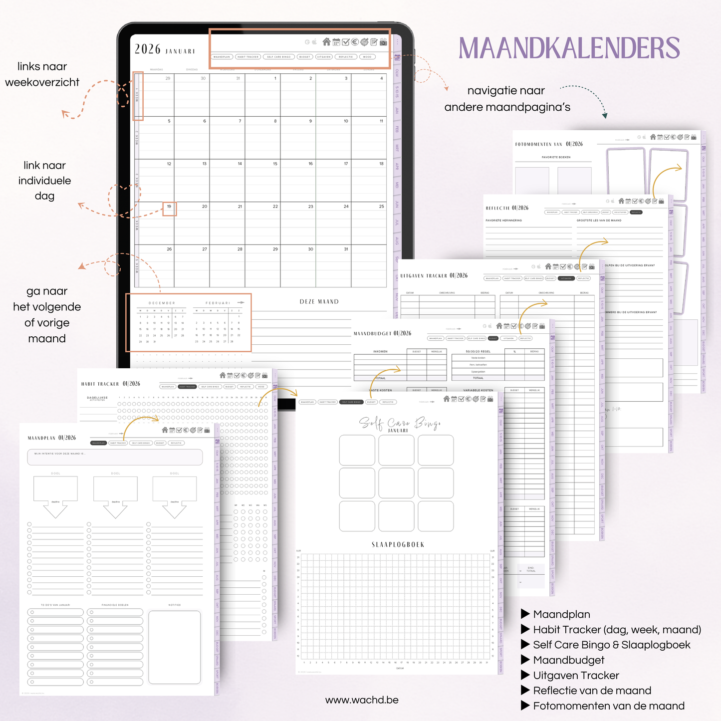 Nederlandse Digitale Planner 2026 | tablet planner | lila