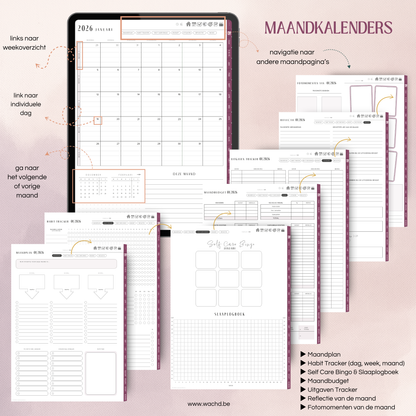 Nederlandse Digitale Planner 2026 | tablet planner | wijnrood