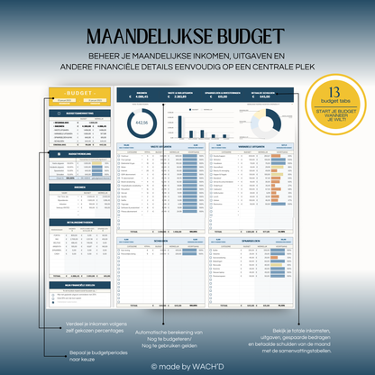 Eenvoudige Jaarlijkse Budgetplanner | Google Sheets | Blauw & Geel