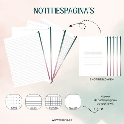 Nederlandse Digitale Planner 2026 | tablet planner | zeegroen & roze