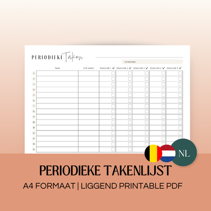 Periodieke takenlijst | A4 printbare pdf