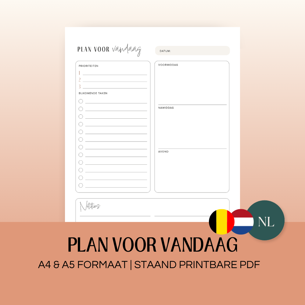 Plan voor vandaag | A4 & A5 printbare pdf