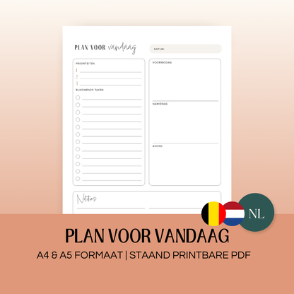 Plan voor vandaag | A4 & A5 printbare pdf