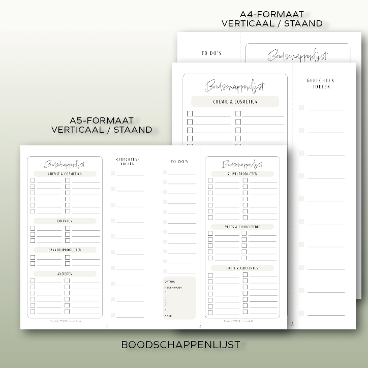 Boodschappenlijst bundel | A4 & A5 printbare pdf