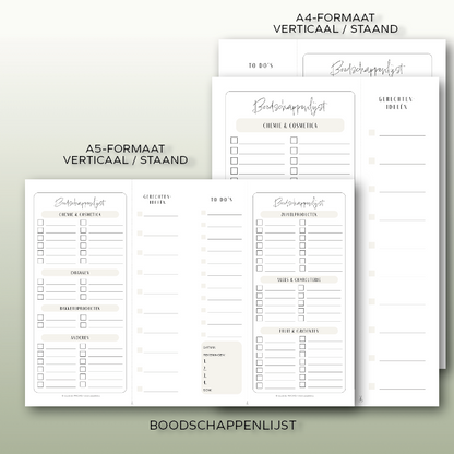 Boodschappenlijst bundel | A4 & A5 printbare pdf