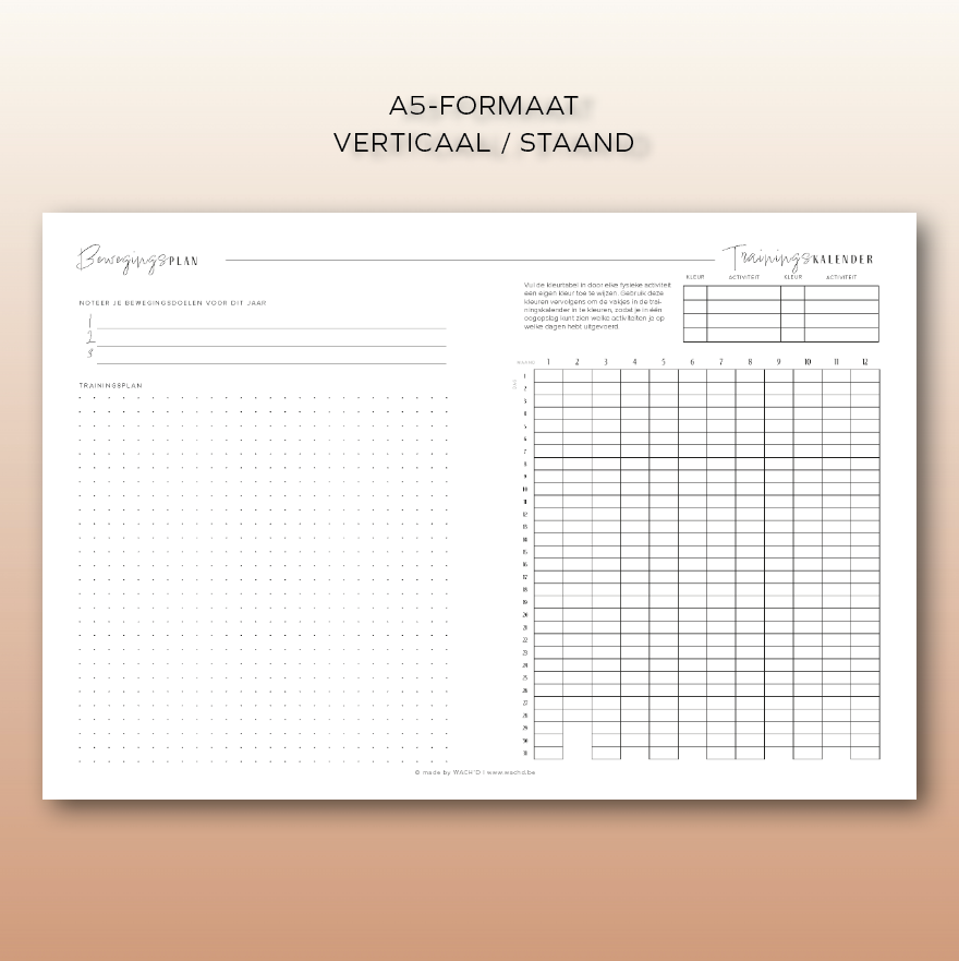 Trainingskalender | A4 & A5 printbare pdf