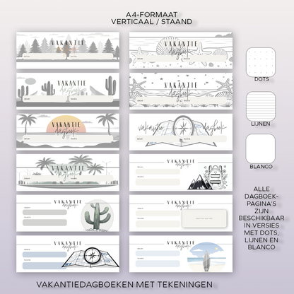 Reisplanningslijsten & vakantiedagboek | A4 printbare pdf