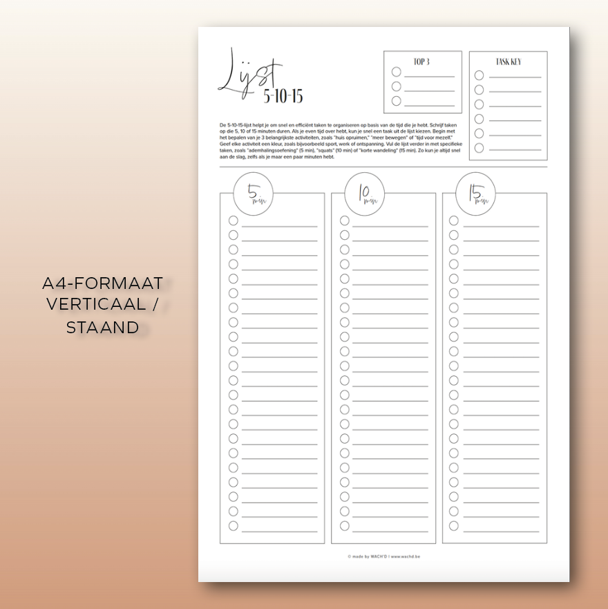 Lijst 5-10-15 | A4 printbare pdf