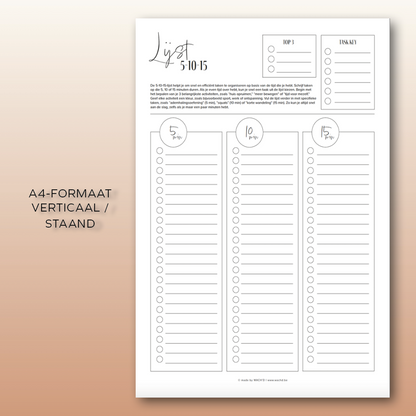 Lijst 5-10-15 | A4 printbare pdf