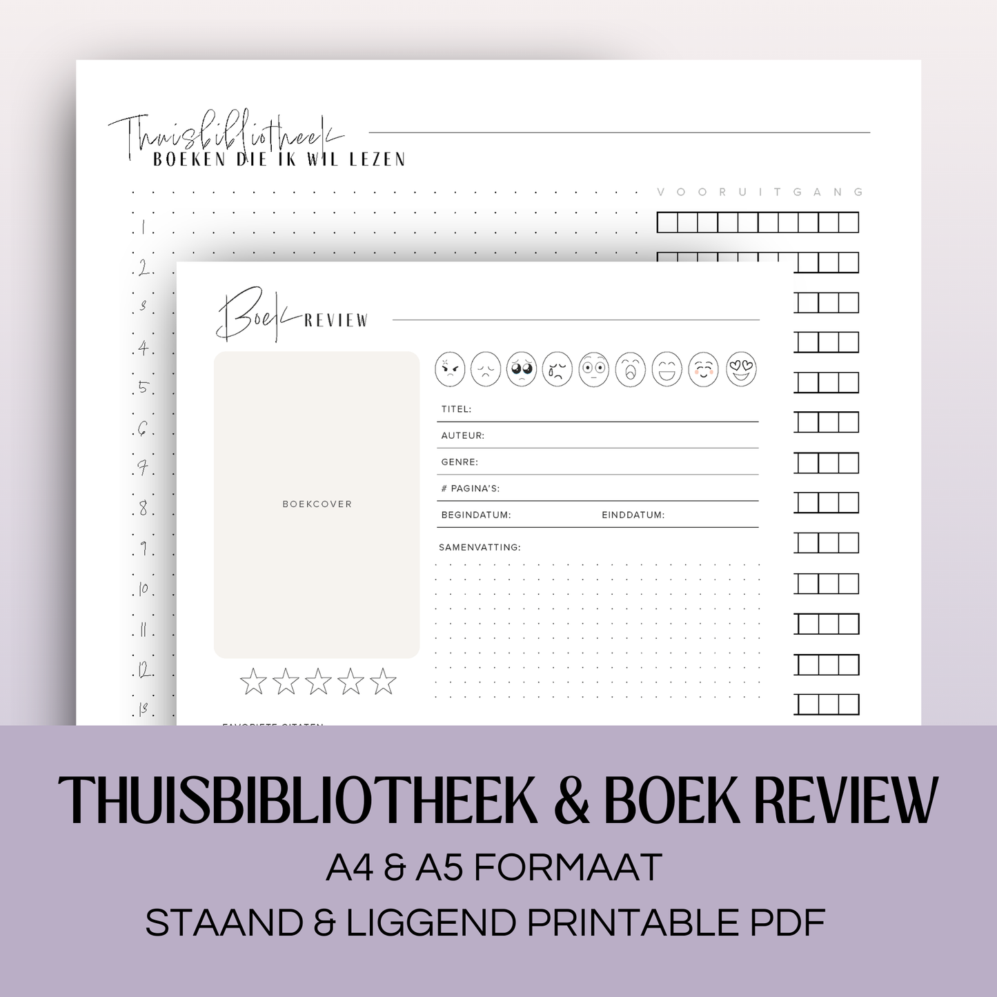 Thuisbibliotheek & Boek review | A4 & A5 printbare pdf