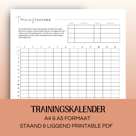 Trainingskalender | A4 & A5 printbare pdf