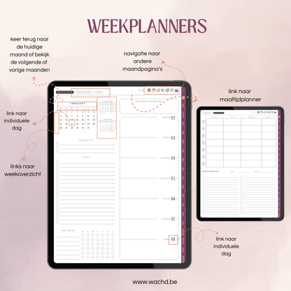 Nederlandse Digitale Planner 2026 | tablet planner | wijnrood