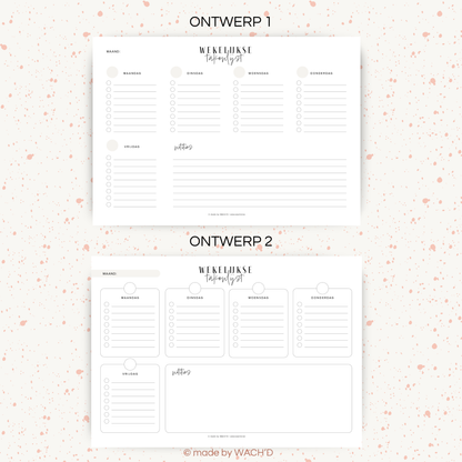 Wekelijkse takenlijst maandag-vrijdag (ongedateerd) | A4 liggend printbare pdf
