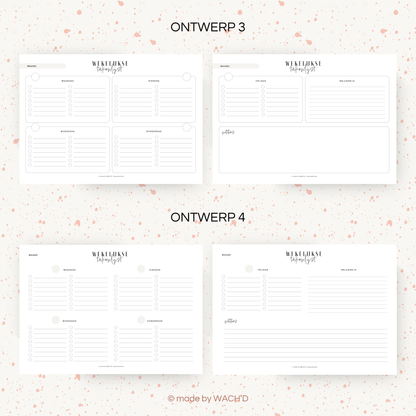 Wekelijkse takenlijst maandag-vrijdag (ongedateerd) | A4 liggend printbare pdf