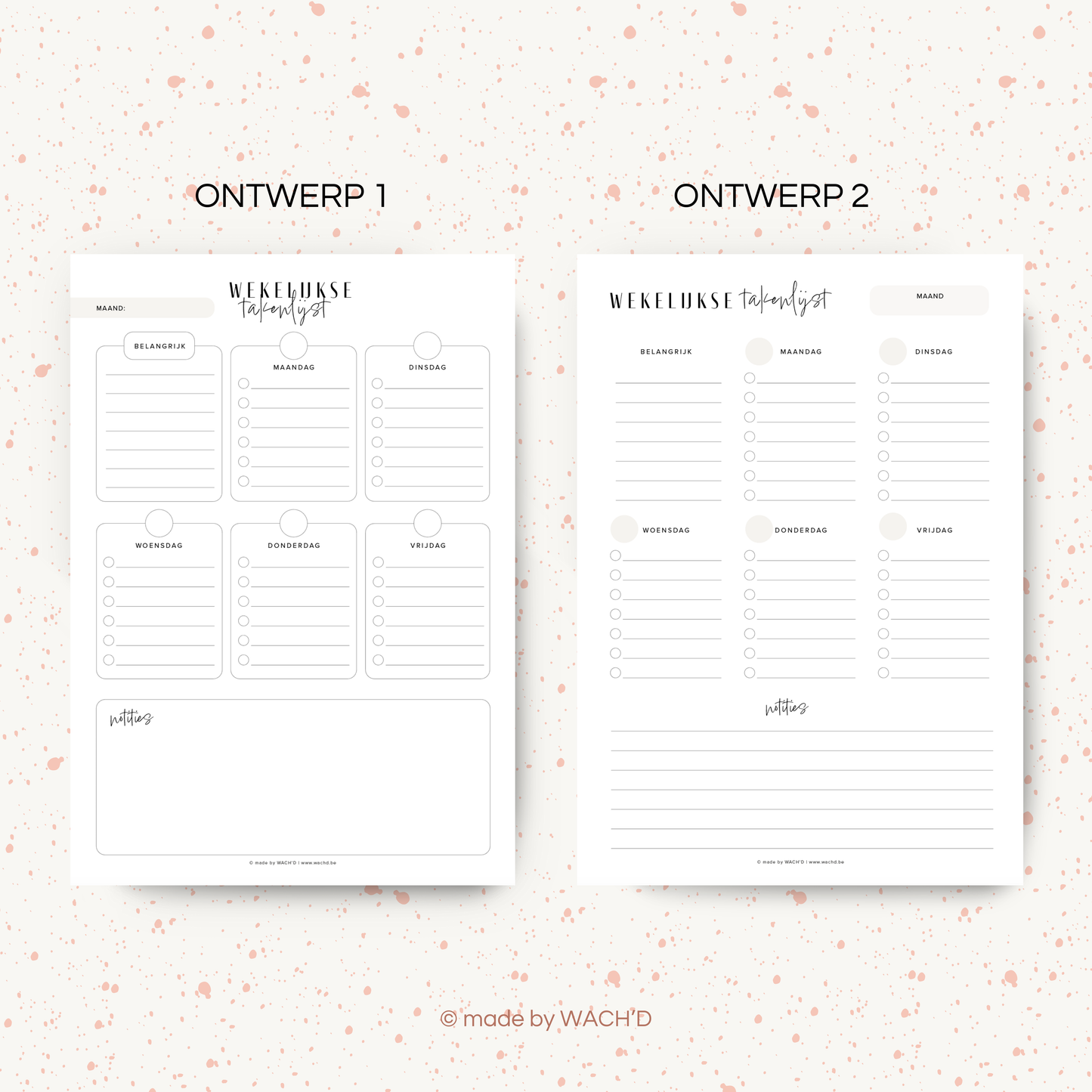Wekelijkse takenlijst maandag-vrijdag (ongedateerd) | A4 staand printbare pdf