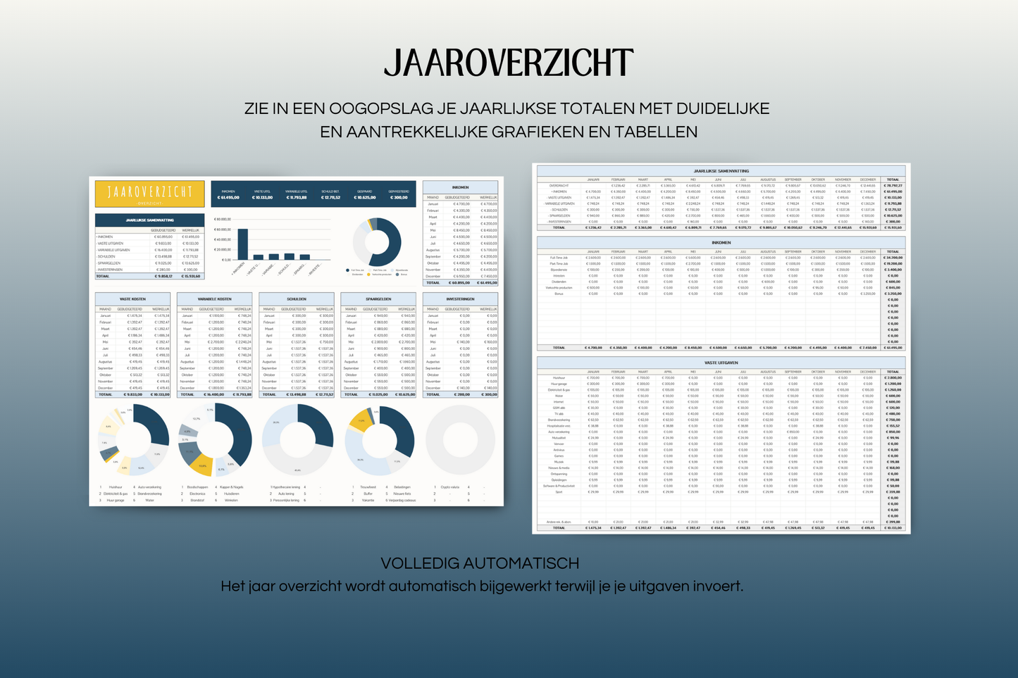 50/30/20 Ultieme Jaarlijkse Budgetplanner | Google Sheets | Blauw & Geel